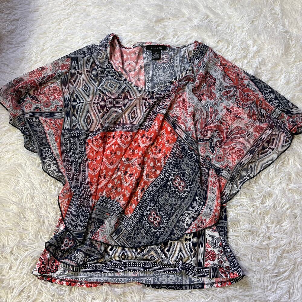 Adele & May Womens XL blouse multicolor pullover